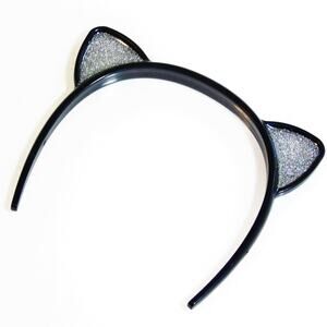 American Girl Cat Ears Headband Black Silver Glitter Halloween Doll Accessory